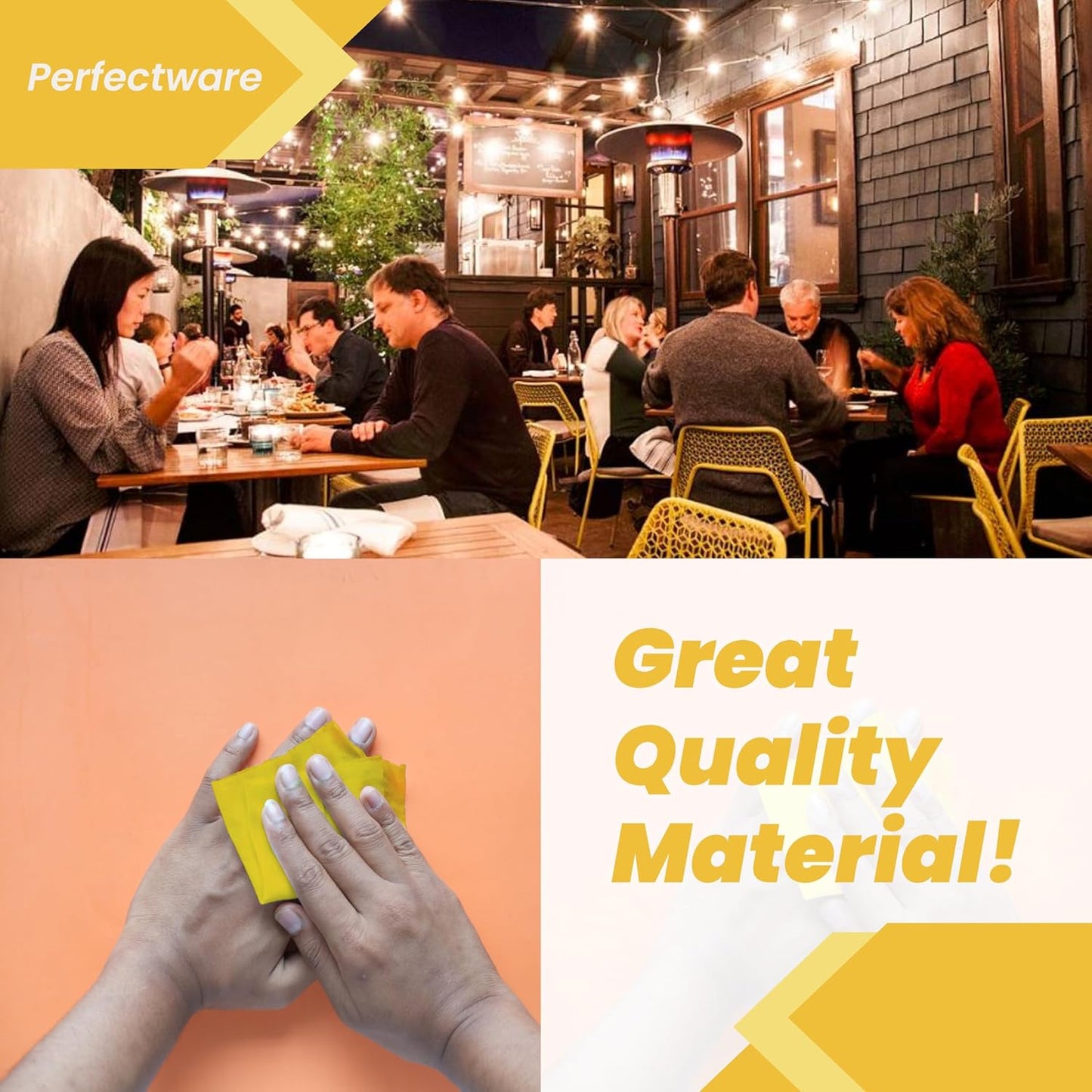 PW-2 Ply Yellow Bev-250 2 Ply Yellow Beverage Napkins- Pack of 250ct