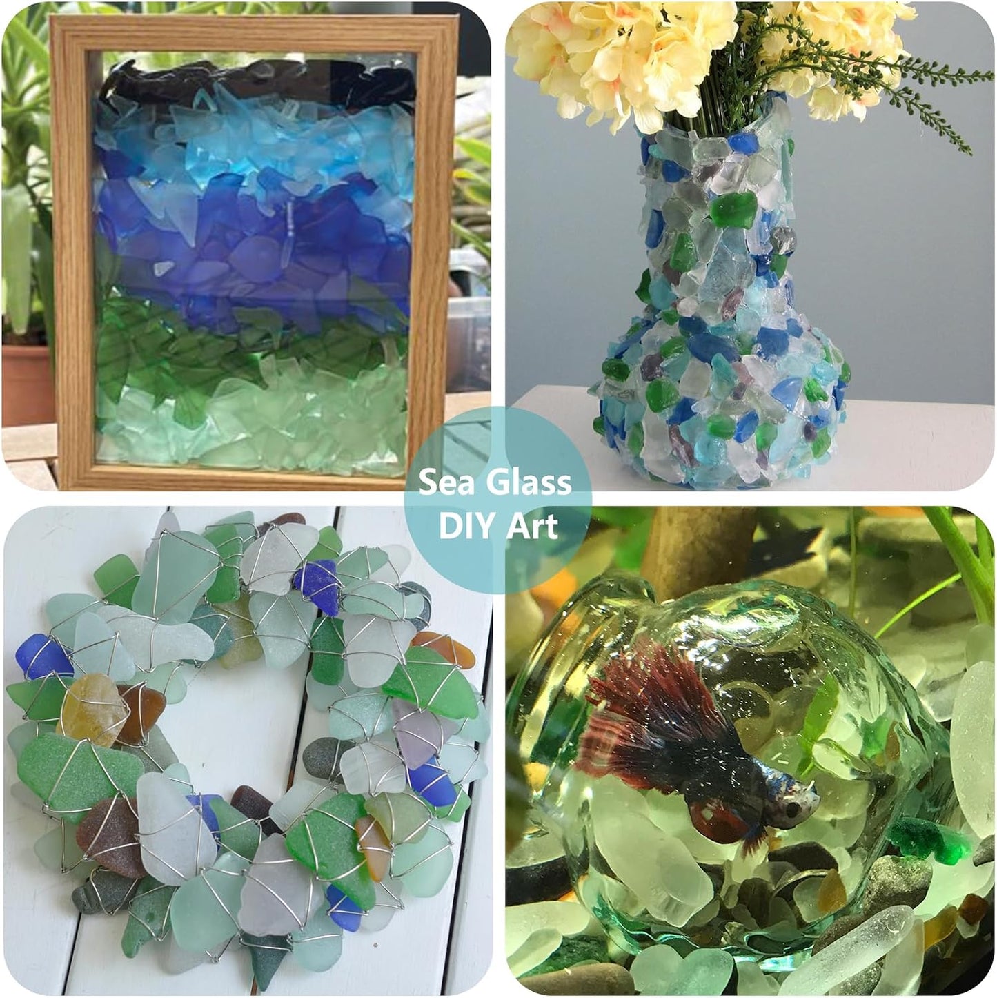 Sea Glass for Crafts - 14oz Yellow Frosted Seaglass Pieces | Vase Filler and Aquarium Ornament, DIY Craft Supplies for Art, Beach Weddings, and Home Decor