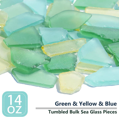 Sea Glass for Crafts - 14oz Yellow Frosted Seaglass Pieces | Vase Filler and Aquarium Ornament, DIY Craft Supplies for Art, Beach Weddings, and Home Decor