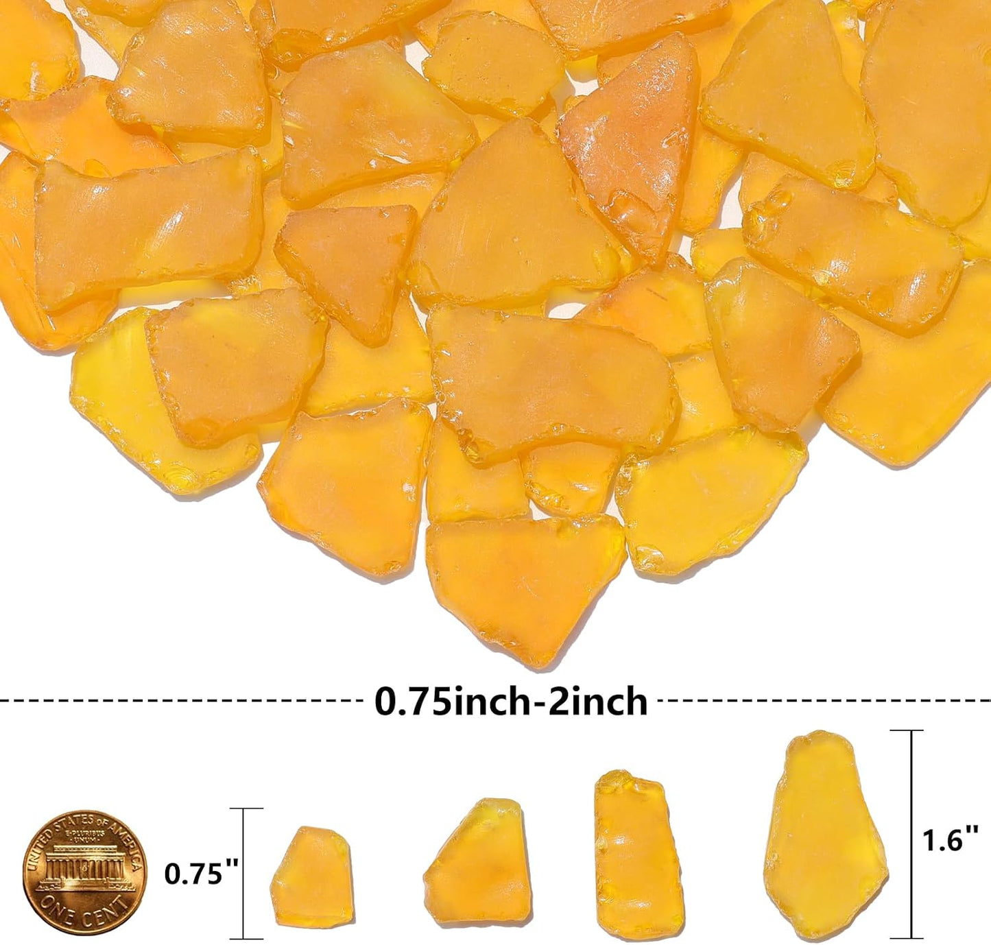 Sea Glass for Crafts - 14oz Yellow Frosted Seaglass Pieces | Vase Filler and Aquarium Ornament, DIY Craft Supplies for Art, Beach Weddings, and Home Decor