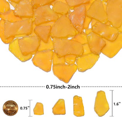 Sea Glass for Crafts - 14oz Yellow Frosted Seaglass Pieces | Vase Filler and Aquarium Ornament, DIY Craft Supplies for Art, Beach Weddings, and Home Decor