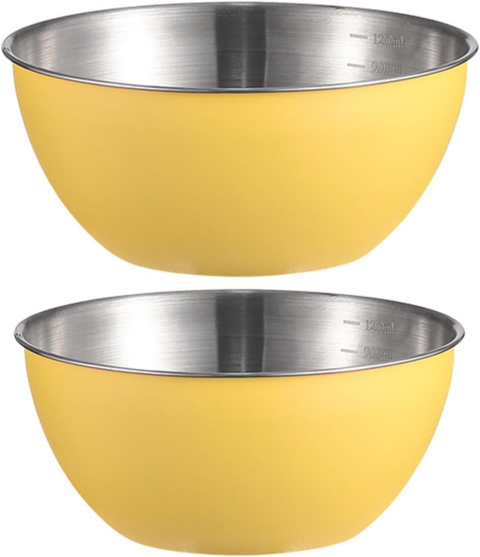 Stainless Steel Salad Bowls Set of 2 Mixing Bowl with Measurement Markings Snacks Bowls, Small 0.74 Quart Serving Bowls for Mixing, Cooking, Baking, Prepping and Home Kitchen Food Storage Bowls