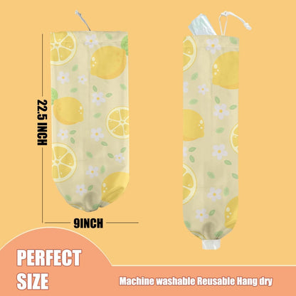 Cute Lemons Plastic Bag Holder, Wall Mount Grocery Bag Holder | Plastic Storage bag, Pull Rope Free Adjustment, Plastic Bag Holders for Grocery Bags, Plastic Bag Dispenser for Home Kitchen