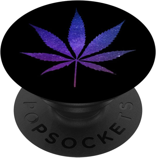 Purple Galaxy Space Cannabis Gifts Marijuana Leaf Weed PopSockets Adhesive PopGrip