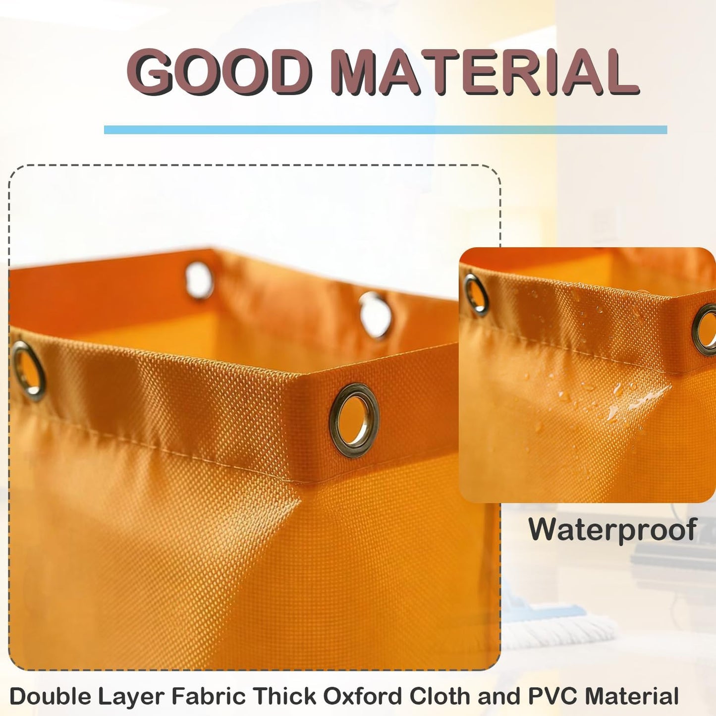 Yellow Replacement Janitorial Cart Bag, High Capacity Waterproof Thickened Housekeeping Commercial Janitorial Cleaning Cart Bag for Shopping Mall Holtel Office Toilet (16 x 11 x 27inches)
