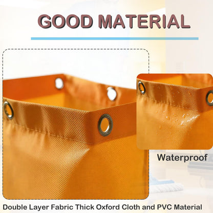 Yellow Replacement Janitorial Cart Bag, High Capacity Waterproof Thickened Housekeeping Commercial Janitorial Cleaning Cart Bag for Shopping Mall Holtel Office Toilet (16 x 11 x 27inches)