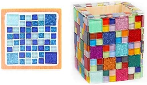 Mosaic Tiles,Glass Tiles, Shine Crystal Mosaic Glass Pieces Bulk Square Glitter Crystal Mosaic Tiles for Home Decoration or DIY Crafts 200g,1x1 cm (Golden)