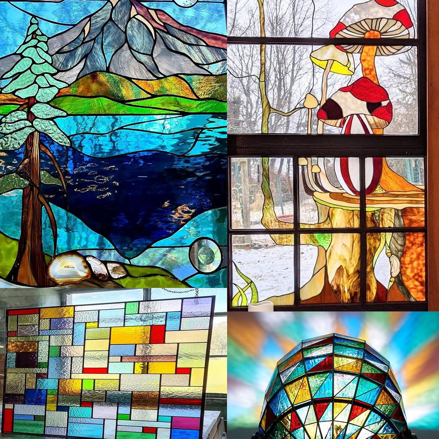 24 Sheets Rainbow Transparent Stained Glass Sheet Value Pack, 6 X 4 inches Cathedral Art Glass Mosaic Tiles for Crafts, Stained Glass Supplies for Stained Glass or Mosaic Projects
