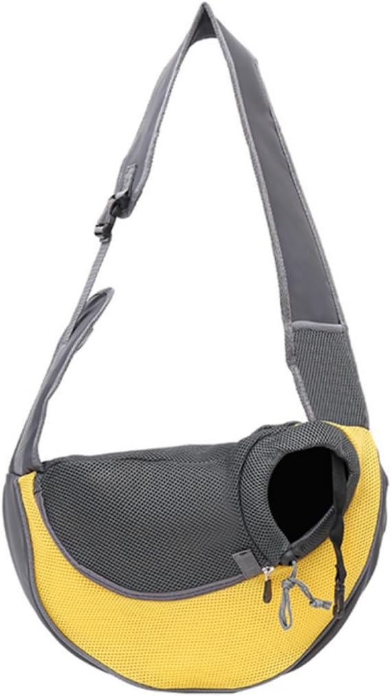 Pet Carriers for Small Dogs Small Cat Sling Carrier Breathable Mesh Dog Sling Bag Adjustable Strap Hand Free Puppy for Outdoor Traveling Dog Carriers for Small Dogs Pet Carrier Backpack Yellow 45*28CM