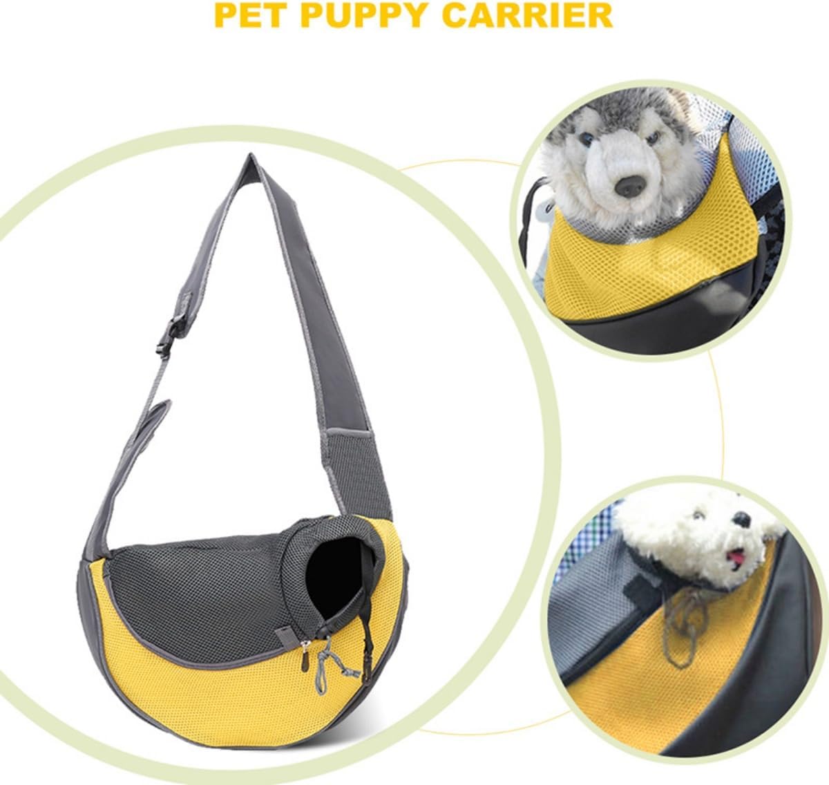 Pet Carriers for Small Dogs Small Cat Sling Carrier Breathable Mesh Dog Sling Bag Adjustable Strap Hand Free Puppy for Outdoor Traveling Dog Carriers for Small Dogs Pet Carrier Backpack Yellow 45*28CM