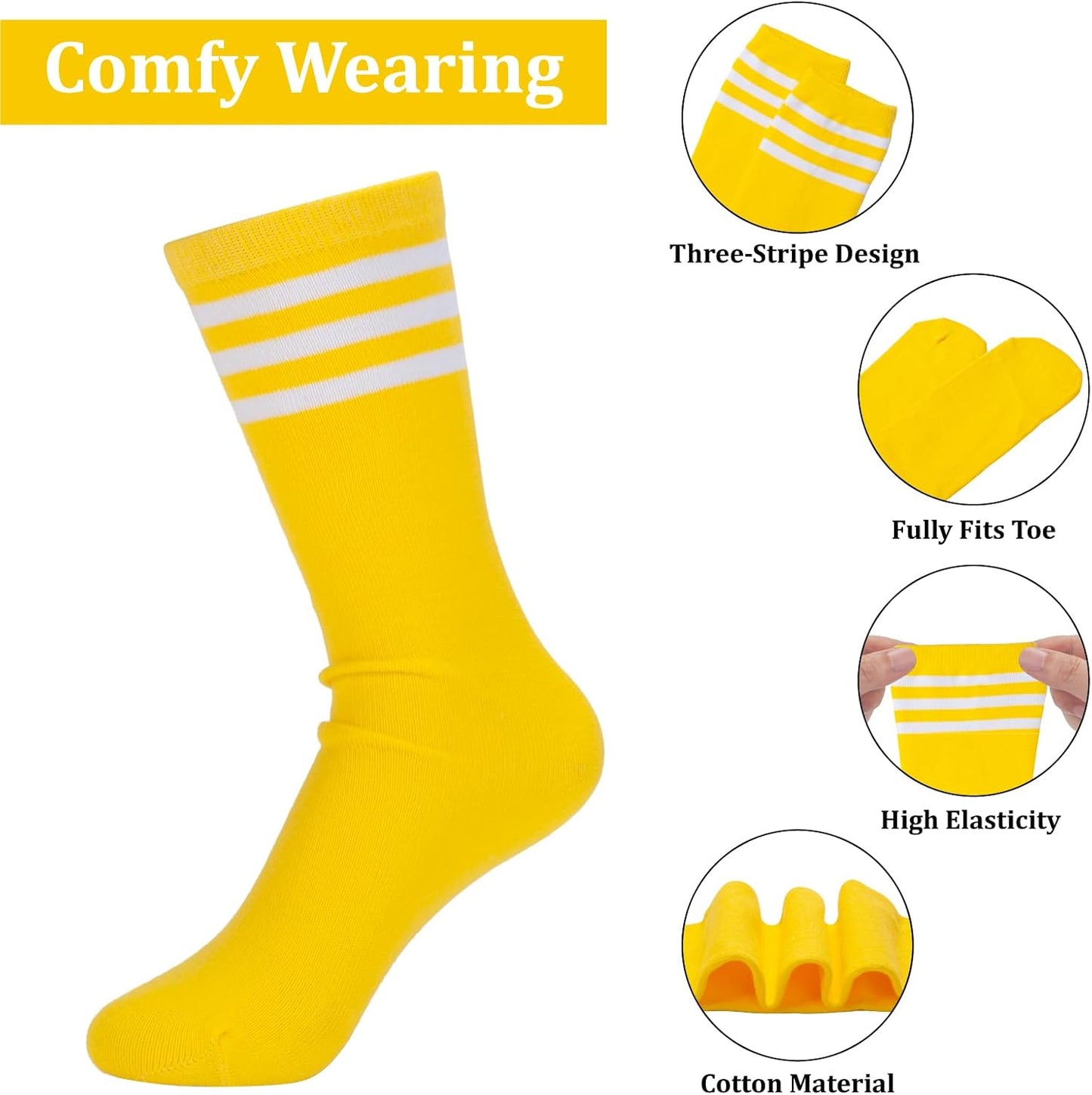 5 Pieces Kids Sweatbands Soccer Socks Set - Sports Headband, Wristbands, Striped High Socks for Kids, Youth,Toddler & Baby - Football, Basketball, Running, Cycling, Tennis