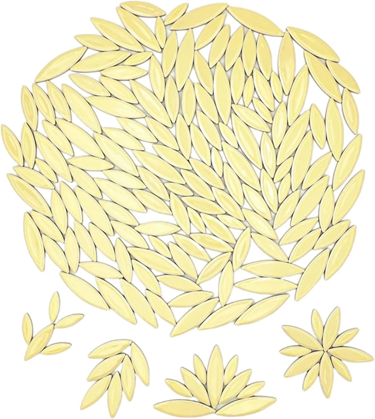 Leaf Petal Ceramic Mosaic Tiles for Crafts, 500g/1.1LB Irregular Mosaic Pieces, Petal Mosaic Tiles DIY Mosaic Making Stones for Craft Hobby Arts Wall Decoration (Light Yellow)