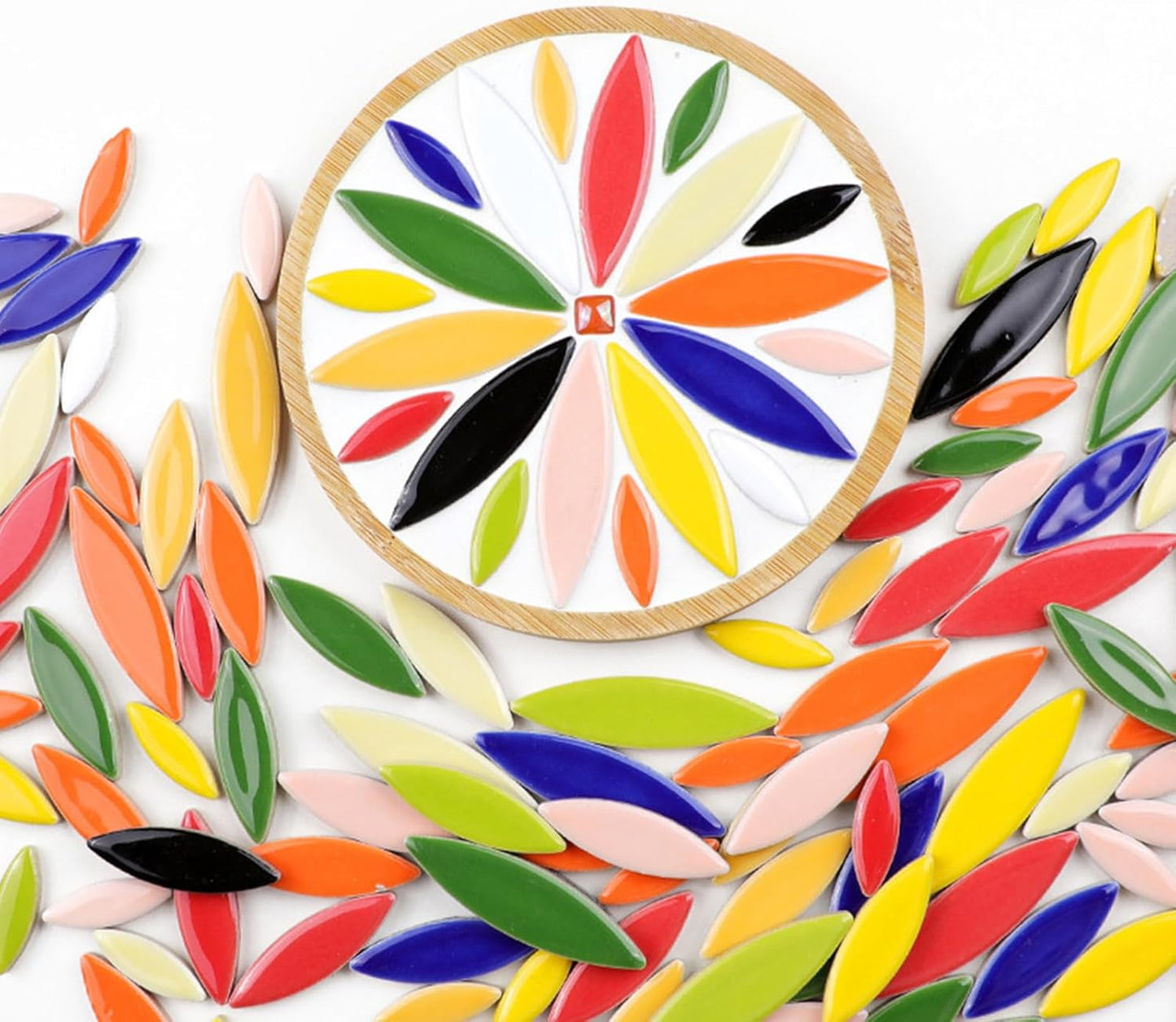 Leaf Petal Ceramic Mosaic Tiles for Crafts, 500g/1.1LB Irregular Mosaic Pieces, Petal Mosaic Tiles DIY Mosaic Making Stones for Craft Hobby Arts Wall Decoration (Light Yellow)