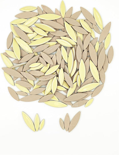 Leaf Petal Ceramic Mosaic Tiles for Crafts, 500g/1.1LB Irregular Mosaic Pieces, Petal Mosaic Tiles DIY Mosaic Making Stones for Craft Hobby Arts Wall Decoration (Light Yellow)