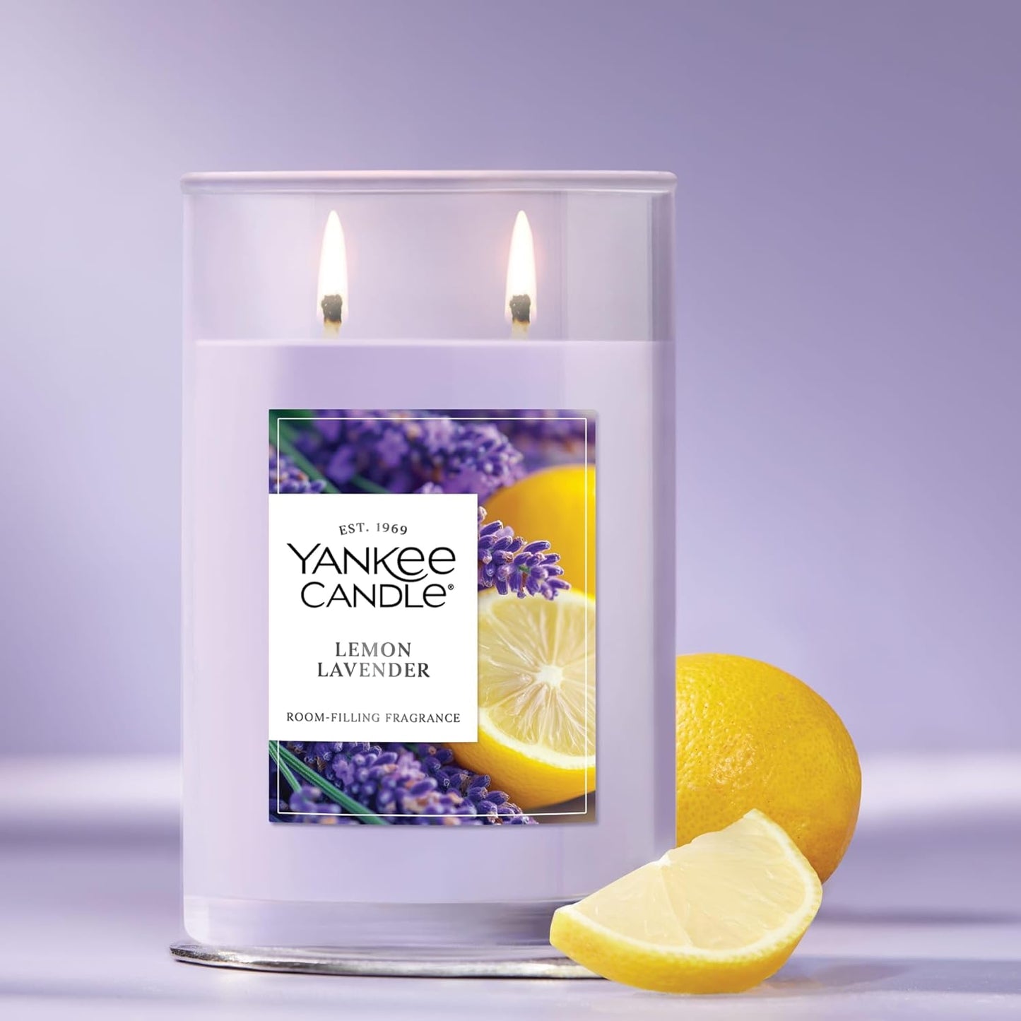 Lemon Lavender Scented Candle, 20oz Classic 2-Wick Tumbler with up to 80 Hour Burn Time