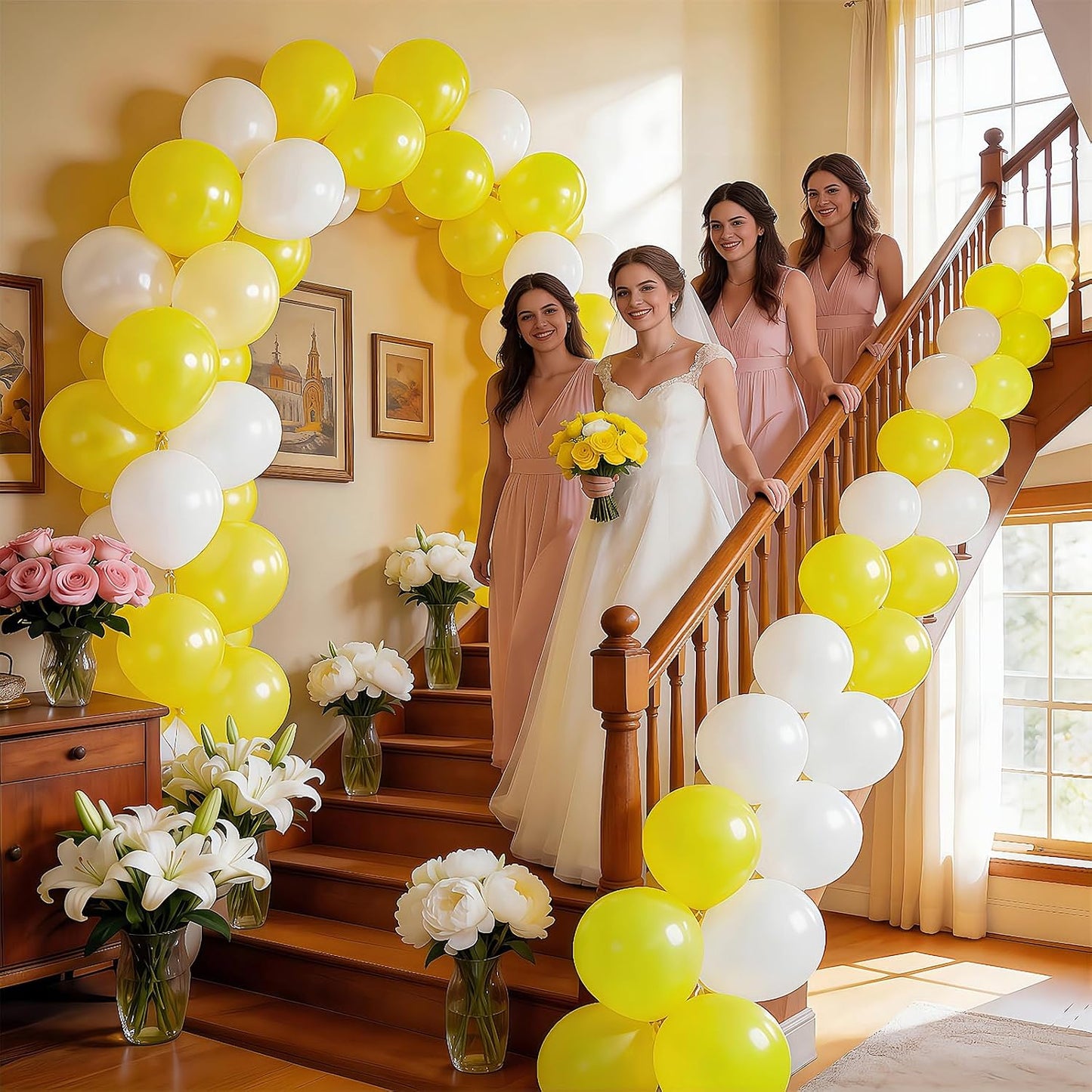 Yellow and White Balloons 100 Pack 12 Inch White Yellow Extra Thick Latex Party Balloons for Birthday Wedding Gender Reveal Baby Shower Easter Anniversary Party Decoration