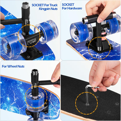 Skateboards with Colorful Flashing Wheels for Beginners,Kids,Teens,Adults, Complete Standard Skate Boards 9 Layer Canadian Maple Deck Concave Skateboard