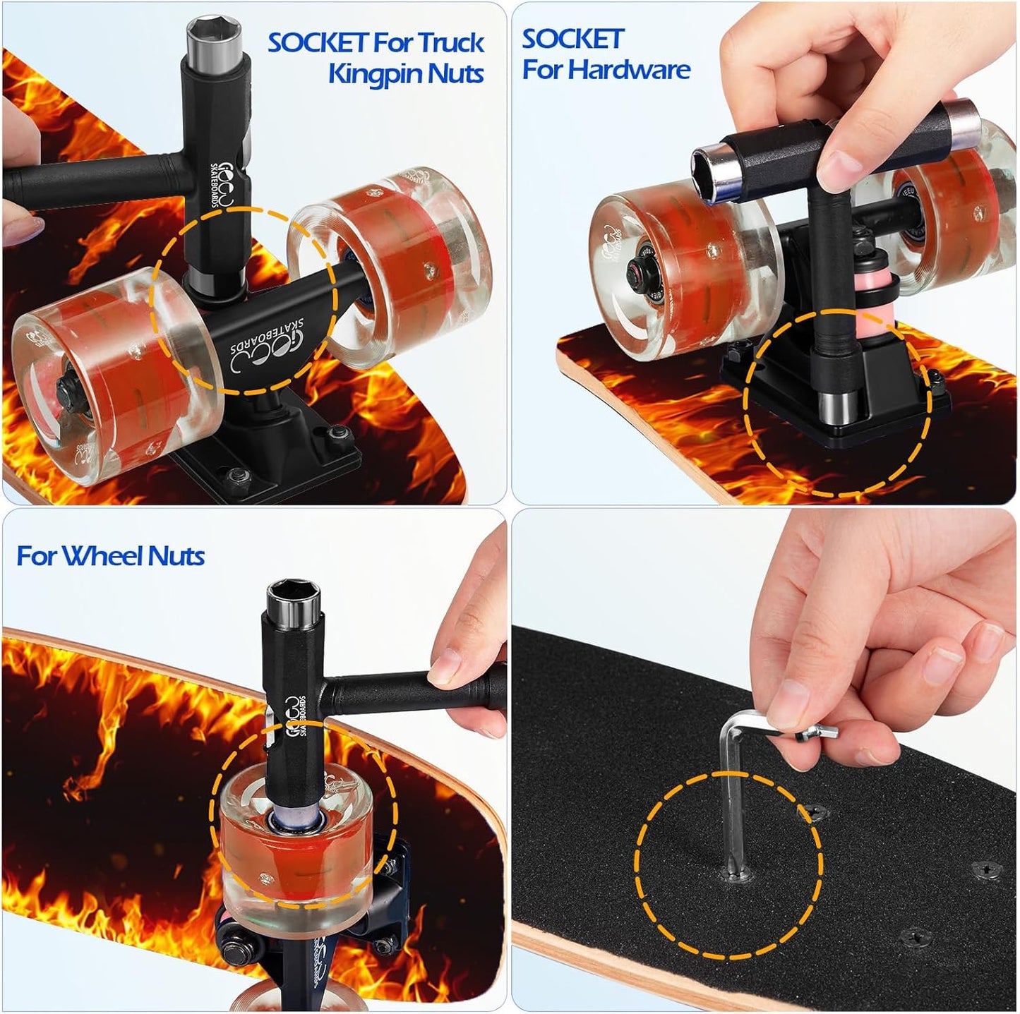 Skateboards with Colorful Flashing Wheels for Beginners,Kids,Teens,Adults, Complete Standard Skate Boards 9 Layer Canadian Maple Deck Concave Skateboard