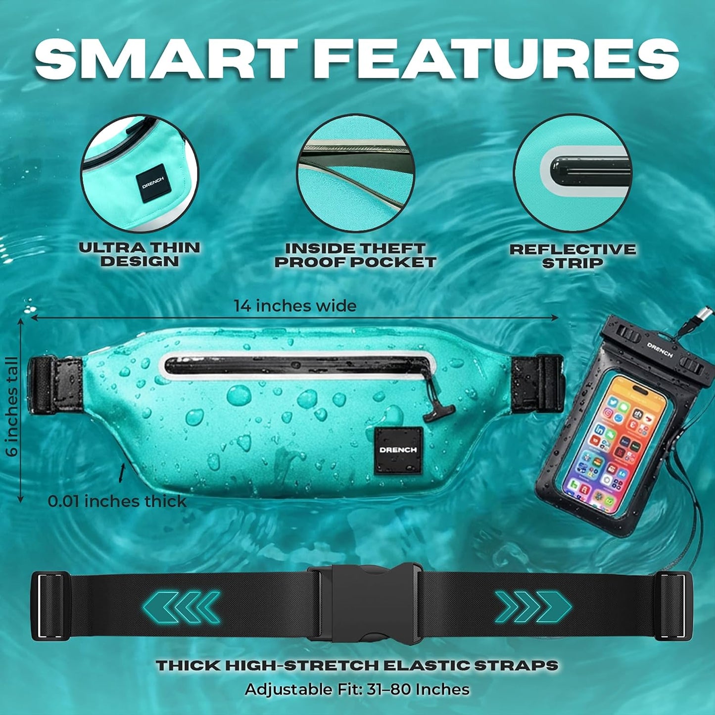 Waterproof Waist Pack Bundle – Blue + Yellow, 2 Waterproof Fanny Packs + 2 Floating Phone Pouches, IPX8 Waterproof Dry Bags for Lake, Beach, Boating & Travel