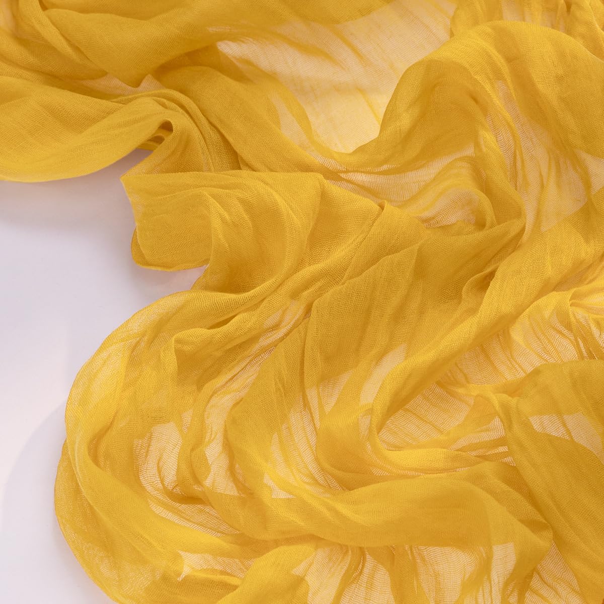 2pcs Gold Yellow Summer Cheesecloth Table Runner Boho Rustic Gauze 120 inch 10FT Cheese Cloth Sheer Runner for Wedding Party Baby Shower Birthday Home Decor Holiday Decorations