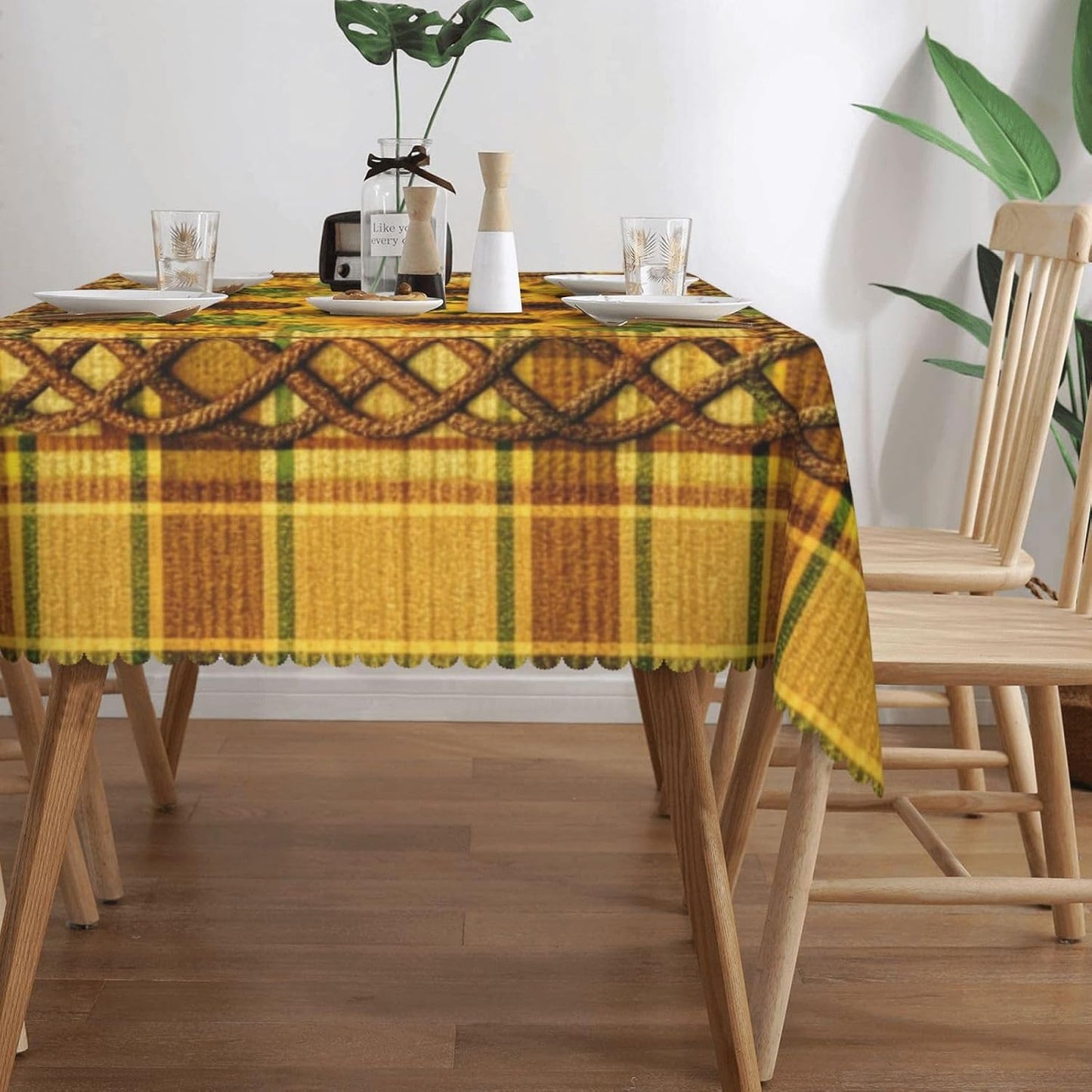 Sunflower Checkered Table Cloth Golden Sunflower Plaid Rectangle Tablecloth Reusable Sunflowers Floral Checkered Farmhouse Table Cloths Washable Tabletop Covers for Kitchen Party, 54"X72"
