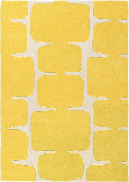 Hand Tufted Modern Yellow Color Abstract Geometric Area Rug for Living Room, Bedroom and Hall.