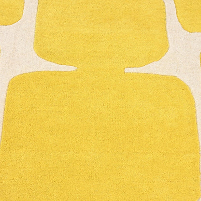 Hand Tufted Modern Yellow Color Abstract Geometric Area Rug for Living Room, Bedroom and Hall.