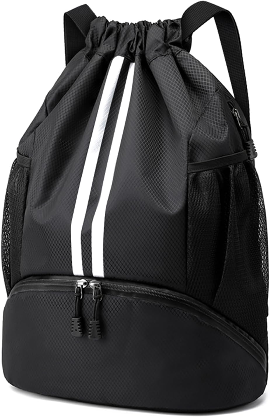 Sports Drawstring Backpack - Swim Gym Bag for Women and Men | String Bag with Shoes Compartment & Wet Proof Pocket, Adjustable Wider Shoulder Strap, For Soccer, Basketball