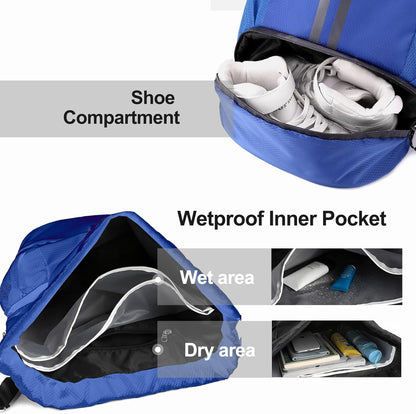 Sports Drawstring Backpack - Swim Gym Bag for Women and Men | String Bag with Shoes Compartment & Wet Proof Pocket, Adjustable Wider Shoulder Strap, For Soccer, Basketball