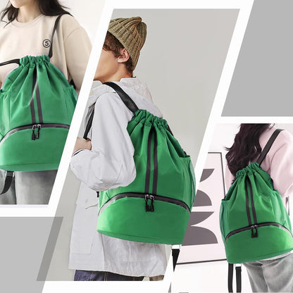 Sports Drawstring Backpack - Swim Gym Bag for Women and Men | String Bag with Shoes Compartment & Wet Proof Pocket, Adjustable Wider Shoulder Strap, For Soccer, Basketball