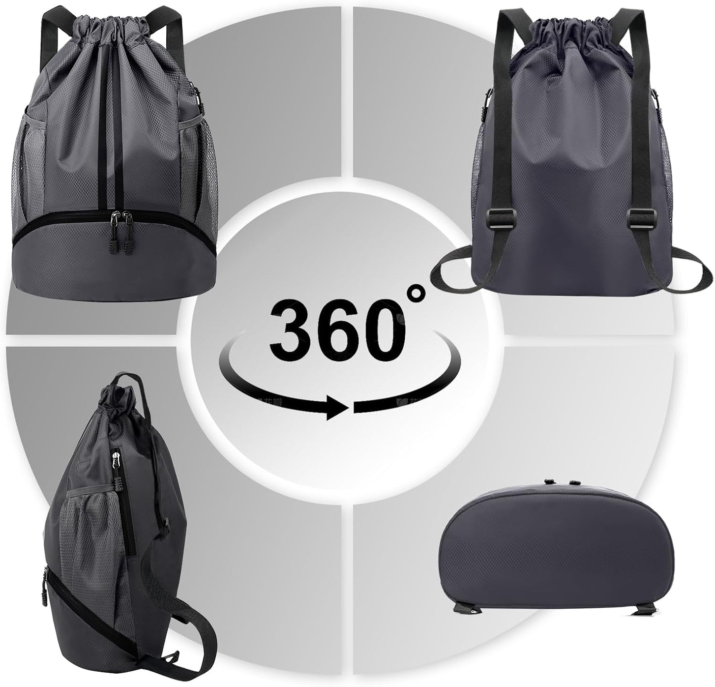 Sports Drawstring Backpack - Swim Gym Bag for Women and Men | String Bag with Shoes Compartment & Wet Proof Pocket, Adjustable Wider Shoulder Strap, For Soccer, Basketball