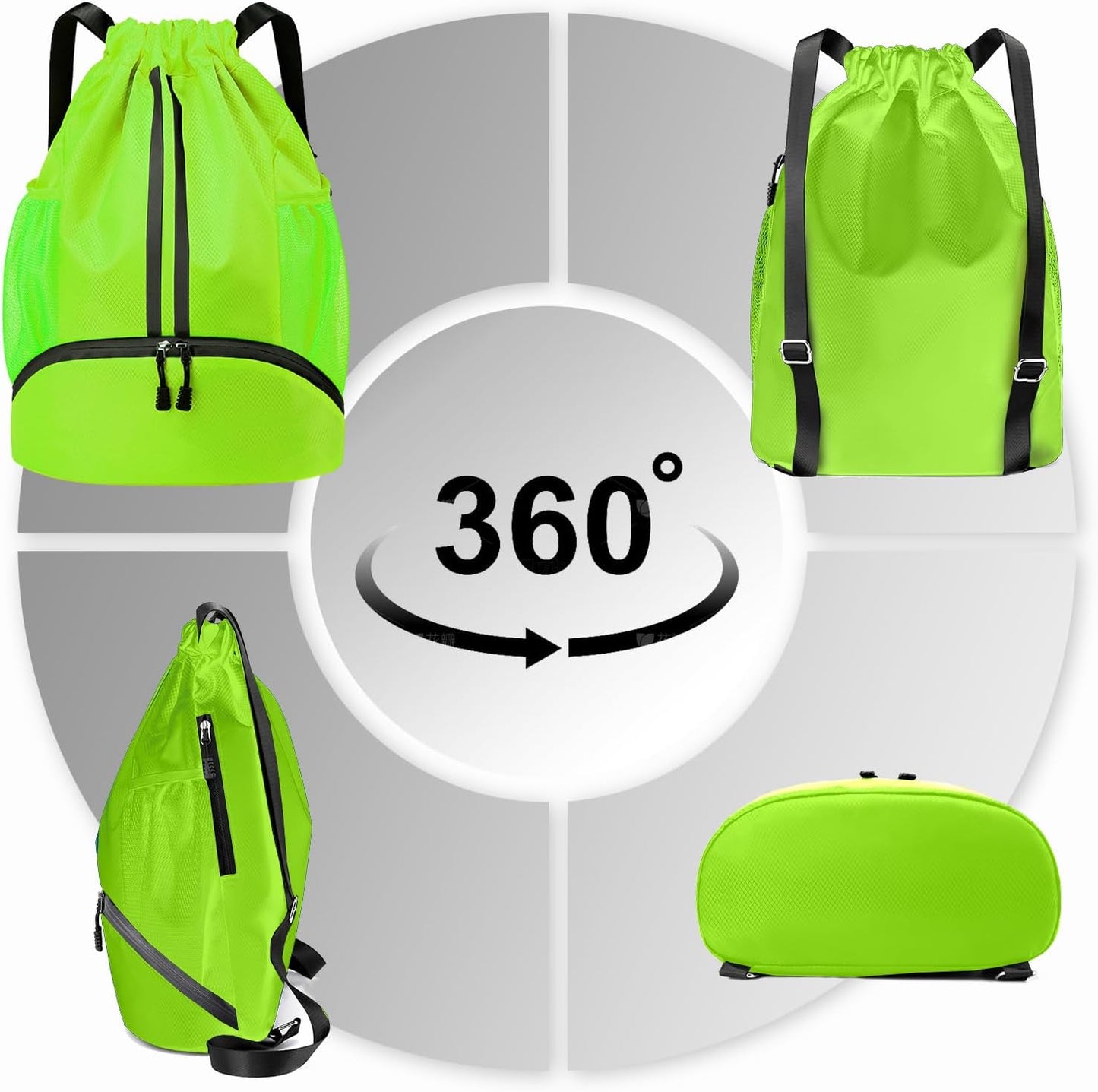 Sports Drawstring Backpack - Swim Gym Bag for Women and Men | String Bag with Shoes Compartment & Wet Proof Pocket, Adjustable Wider Shoulder Strap, For Soccer, Basketball