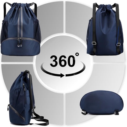 Sports Drawstring Backpack - Swim Gym Bag for Women and Men | String Bag with Shoes Compartment & Wet Proof Pocket, Adjustable Wider Shoulder Strap, For Soccer, Basketball