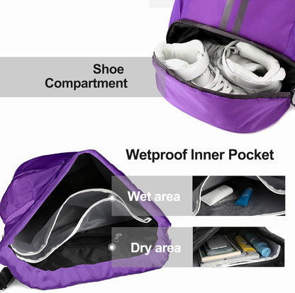 Sports Drawstring Backpack - Swim Gym Bag for Women and Men | String Bag with Shoes Compartment & Wet Proof Pocket, Adjustable Wider Shoulder Strap, For Soccer, Basketball