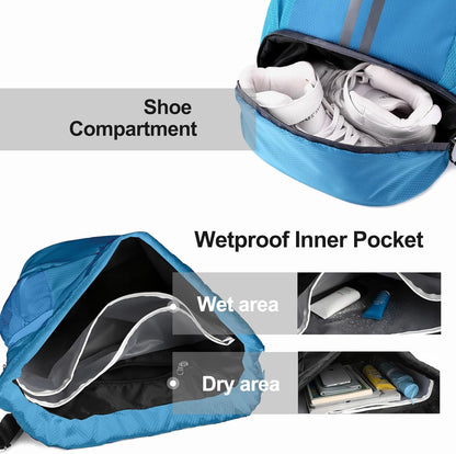 Sports Drawstring Backpack - Swim Gym Bag for Women and Men | String Bag with Shoes Compartment & Wet Proof Pocket, Adjustable Wider Shoulder Strap, For Soccer, Basketball