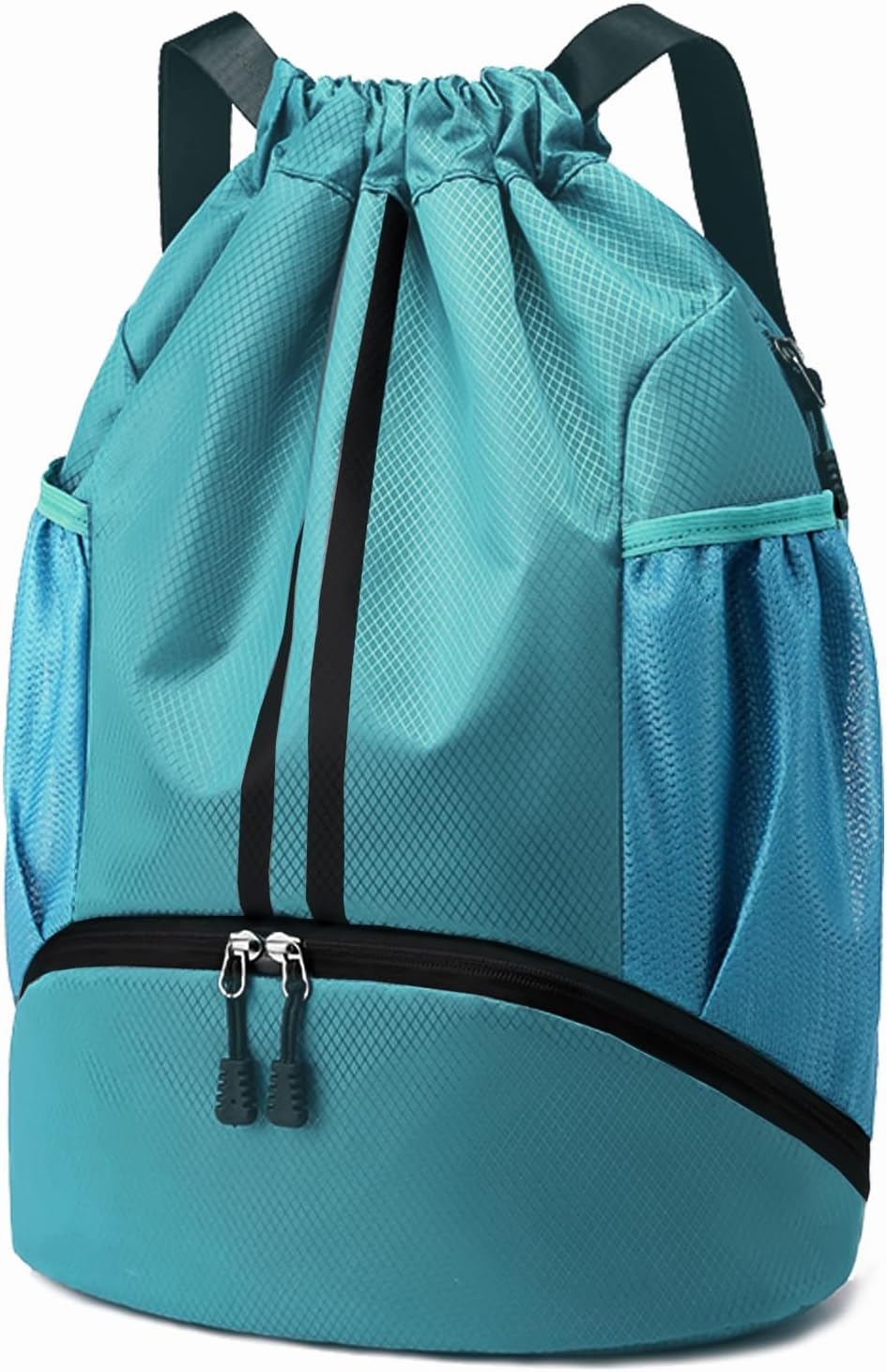 Sports Drawstring Backpack - Swim Gym Bag for Women and Men | String Bag with Shoes Compartment & Wet Proof Pocket, Adjustable Wider Shoulder Strap, For Soccer, Basketball