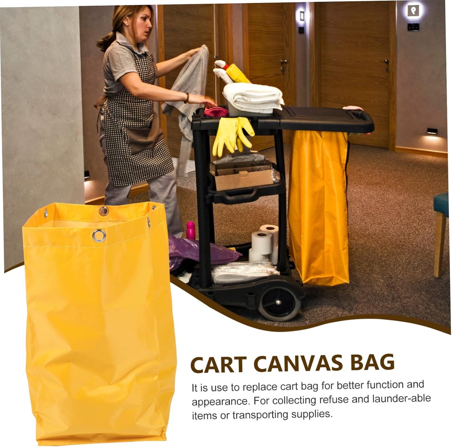 Thickened Multi-Purpose Cleaning Cart Pouch Janitorial Garbage Bag for Housekeeping Trolley Standard Replacement Bag for Cleaning Supplies