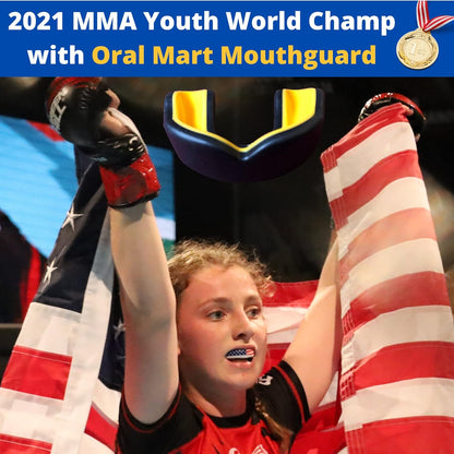 Youth Sports Mouth Guard for Kids (USA Flag, Fangs, 20+ Colors to Choose from) Mouthguard for Football, MMA, Karate, Boxing, Rugby, BJJ, Flag Football – /w Case (Youth, Strapless)