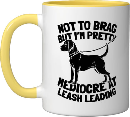 Walking Exercise - Pet Care Dog Walker Ceramic Mug, Yellow/White