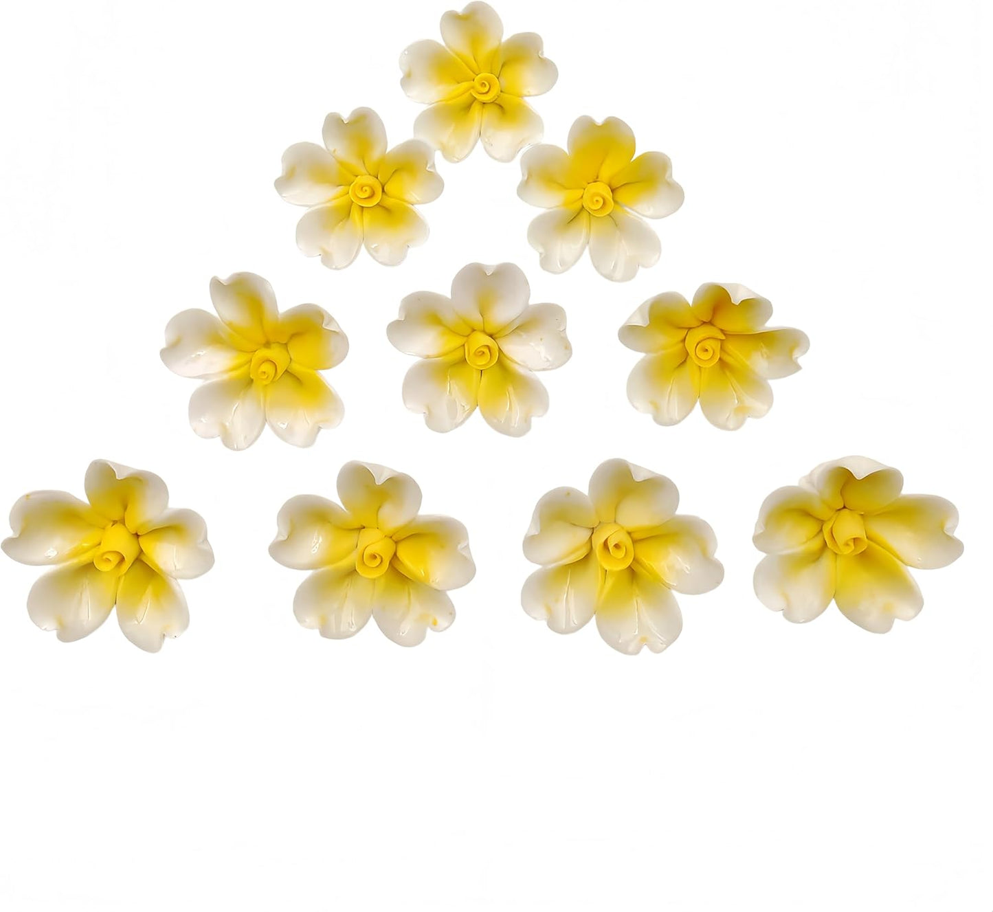 3D Ceramic Flower Mosaic Tiles, 10Pcs Floral Porcelain Tiles for Crafts, Handmade DIY Supplies for Artwork, Creative Mosaic Pieces (Yellow)