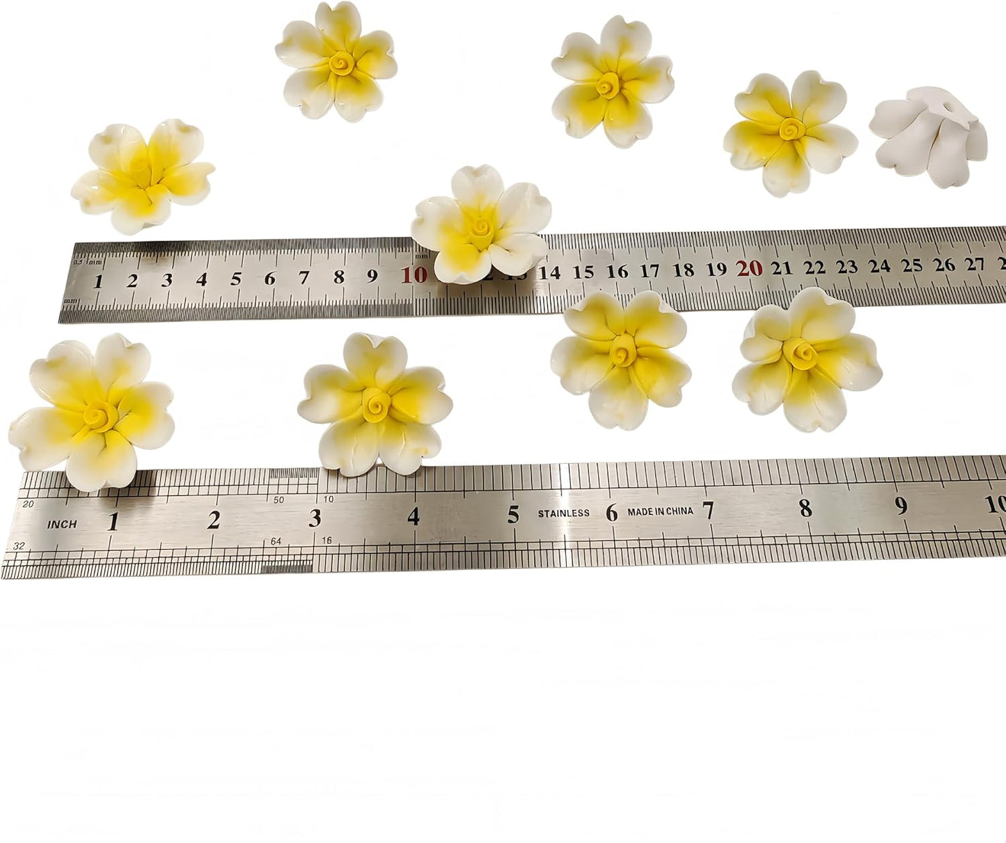 3D Ceramic Flower Mosaic Tiles, 10Pcs Floral Porcelain Tiles for Crafts, Handmade DIY Supplies for Artwork, Creative Mosaic Pieces (Yellow)