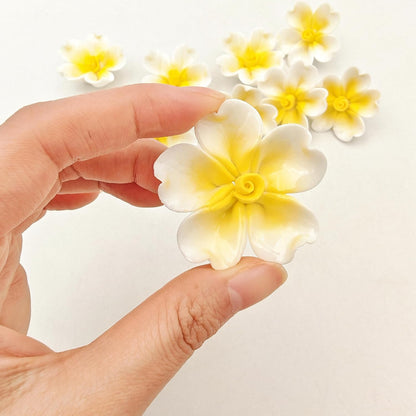 3D Ceramic Flower Mosaic Tiles, 10Pcs Floral Porcelain Tiles for Crafts, Handmade DIY Supplies for Artwork, Creative Mosaic Pieces (Yellow)