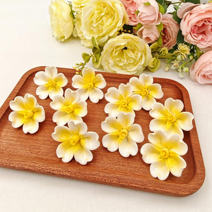 3D Ceramic Flower Mosaic Tiles, 10Pcs Floral Porcelain Tiles for Crafts, Handmade DIY Supplies for Artwork, Creative Mosaic Pieces (Yellow)