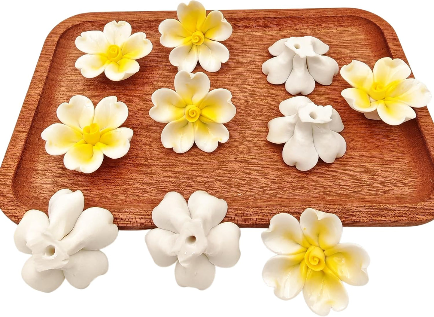 3D Ceramic Flower Mosaic Tiles, 10Pcs Floral Porcelain Tiles for Crafts, Handmade DIY Supplies for Artwork, Creative Mosaic Pieces (Yellow)
