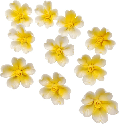 3D Ceramic Flower Mosaic Tiles, 10Pcs Floral Porcelain Tiles for Crafts, Handmade DIY Supplies for Artwork, Creative Mosaic Pieces (Yellow)