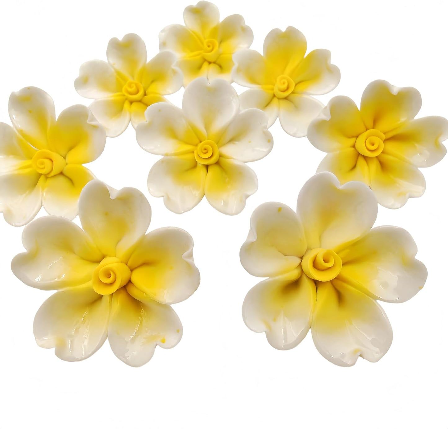 3D Ceramic Flower Mosaic Tiles, 10Pcs Floral Porcelain Tiles for Crafts, Handmade DIY Supplies for Artwork, Creative Mosaic Pieces (Yellow)