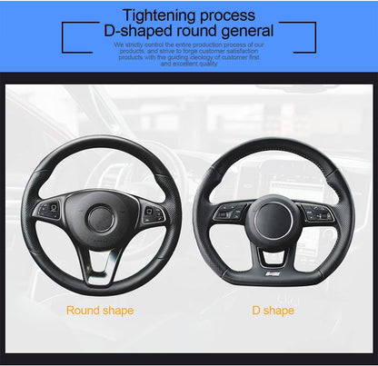 15 Inch Carbon Fiber Look Steering Wheel Cover, Yellow | carbon fiber appearance, breathable surface, universal vehicle sizing, for cars trucks and SUVs, interior protection use