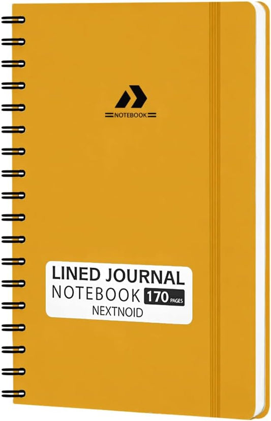 Lined Spiral Notebook Journal For Women & Men - A5(5.8" x 8.3") 170 Pages, Hardcover Notebooks for Work & Note Taking, College Ruled Journals for Writing - Yellow