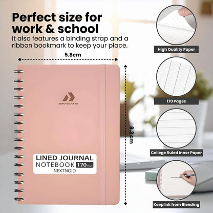 Lined Spiral Notebook Journal For Women & Men - A5(5.8" x 8.3") 170 Pages, Hardcover Notebooks for Work & Note Taking, College Ruled Journals for Writing - Yellow