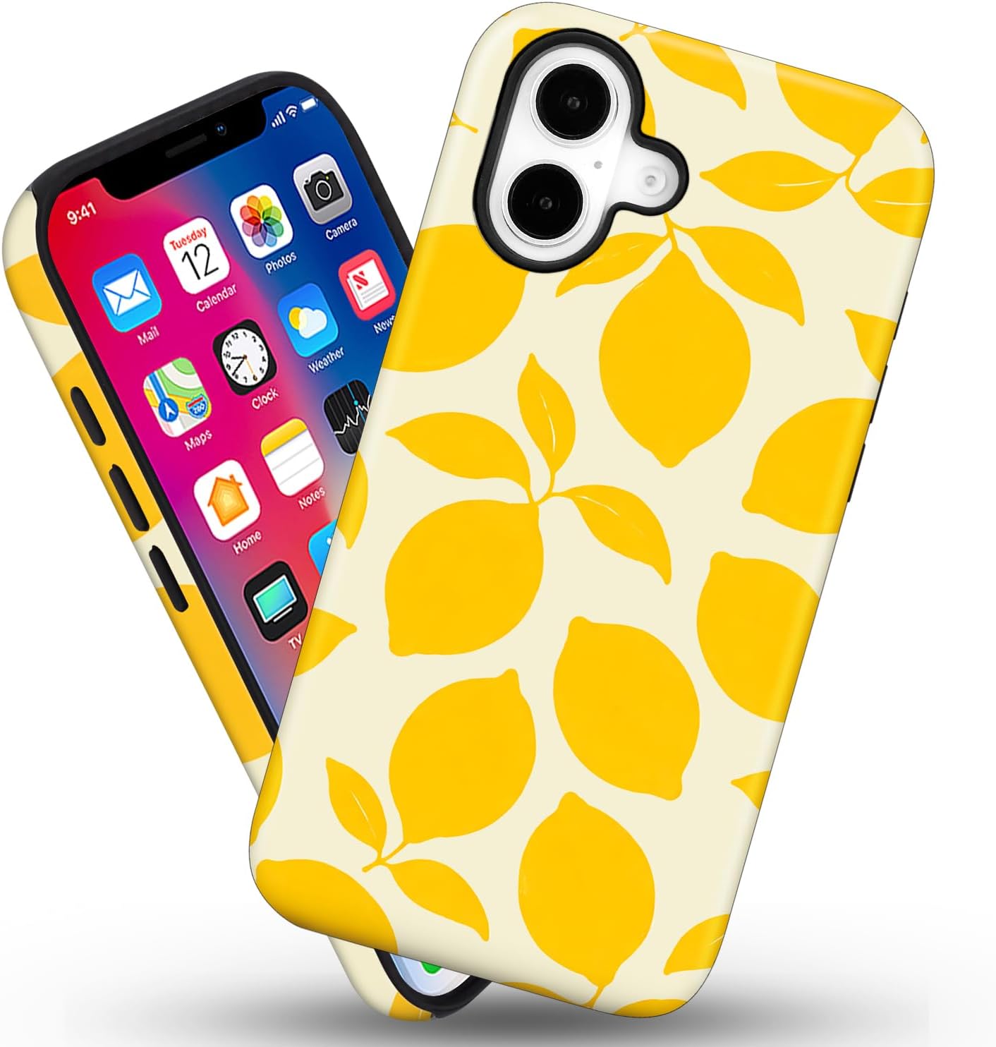 Magnetic for iPhone 16 Case Cute Phone Case, Lemon | Fruit Fresh Summer Shockproof TPU + Hard PC Protective Phone Cover Compatible with MagSafe Gift for Women Girl Boy